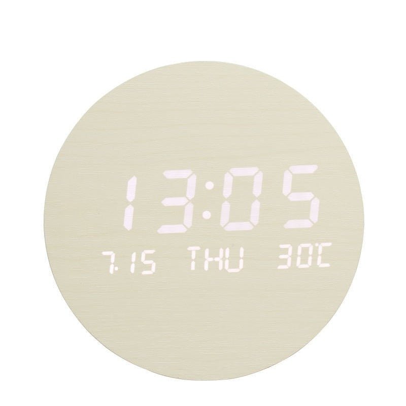 Réveil bois rond digital