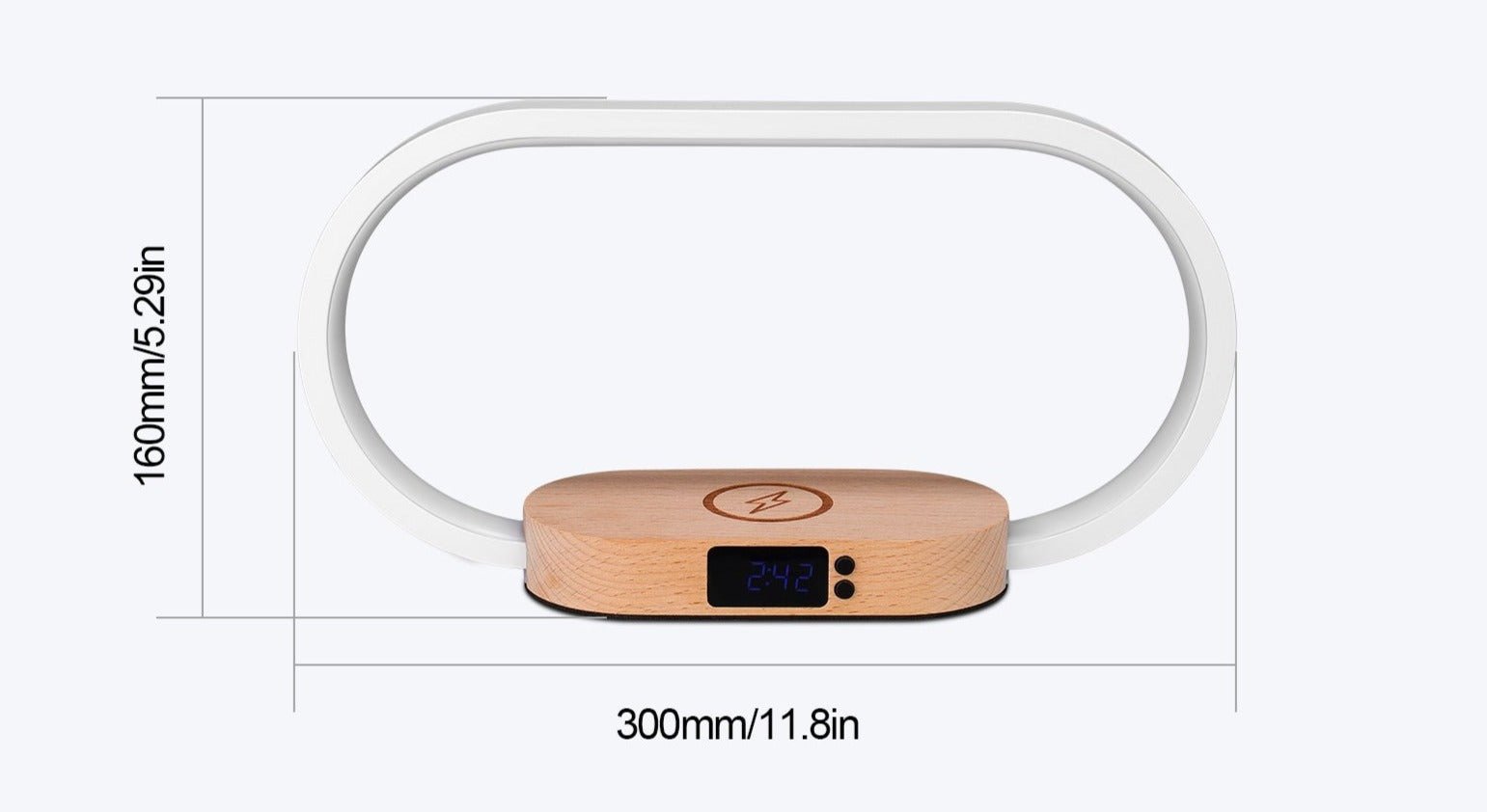 Réveil lumineux bois chargeur de téléphone sans fil