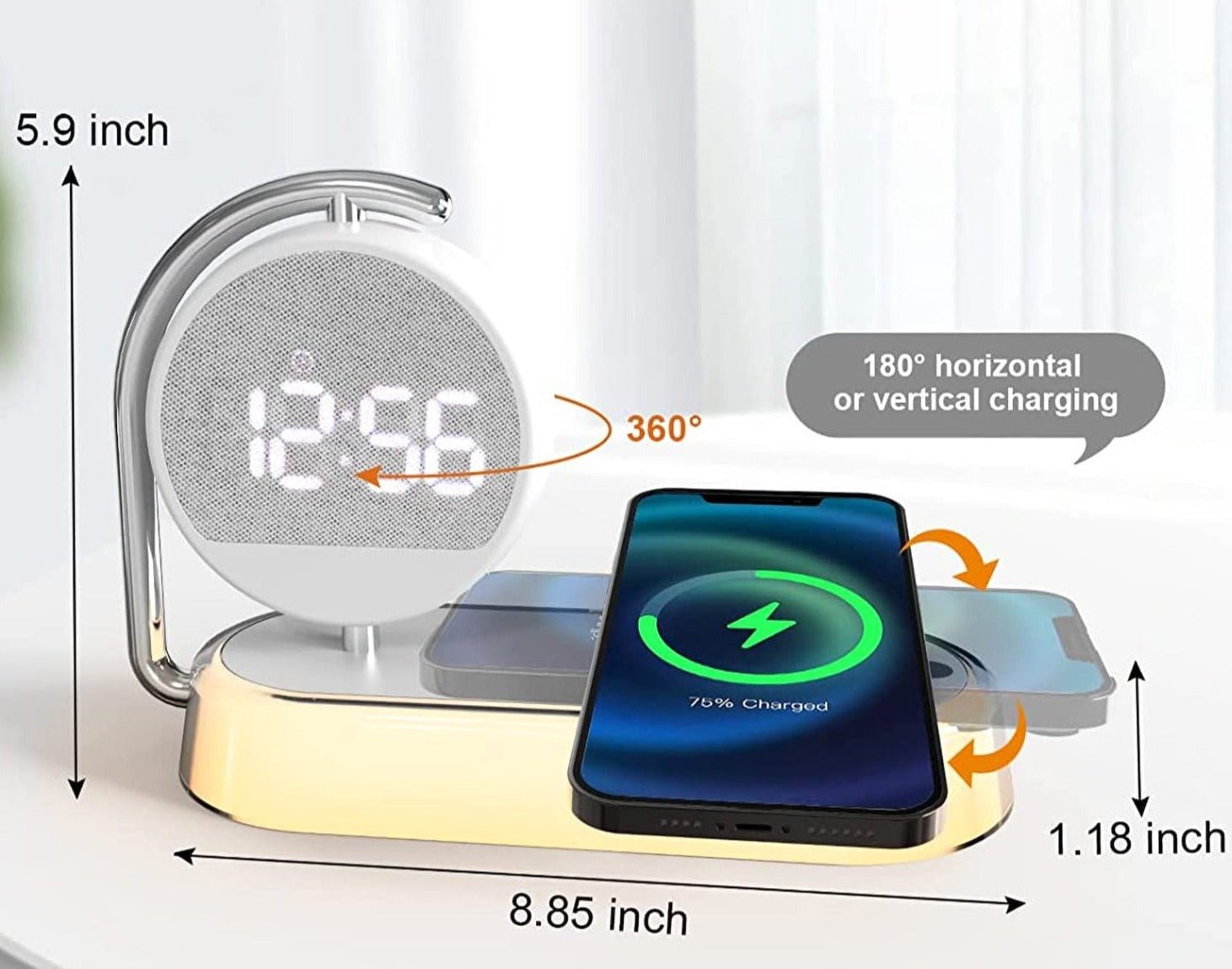 Réveil lumineux chargeur sans fil