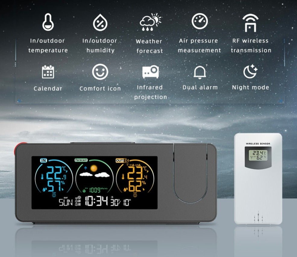 Réveil météo projecteur avec télécommande