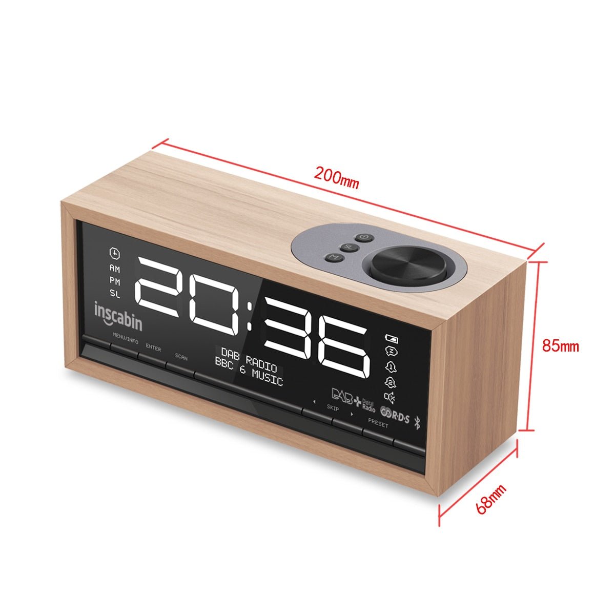 Radio réveil enceinte bois