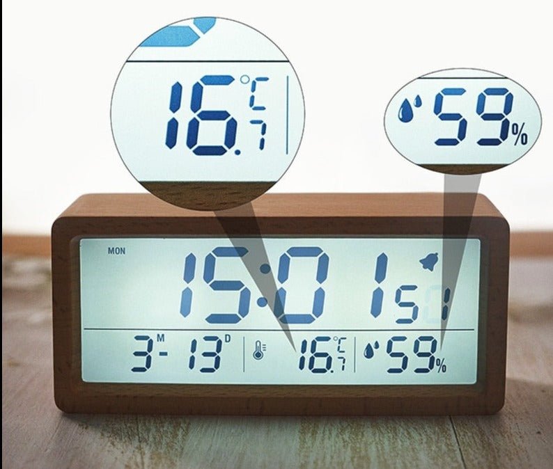Radio réveil rectangle bois digital