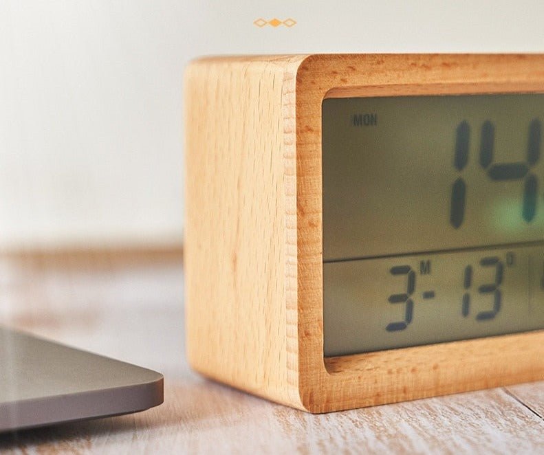 Radio réveil rectangle bois digital