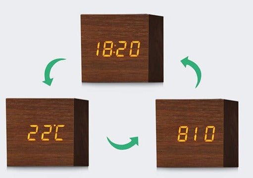 Réveil bois digital en cube - reveille-moi