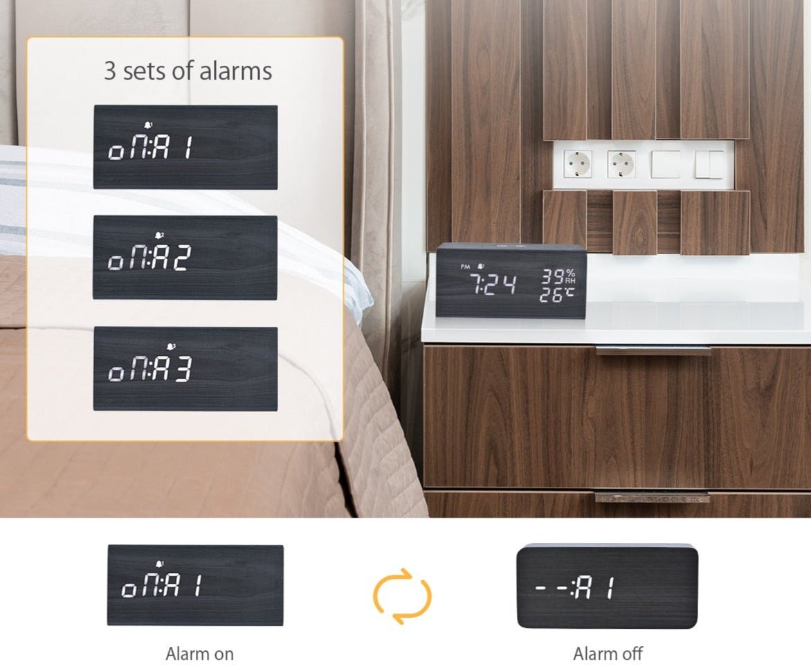 Réveil bois enceinte et météo