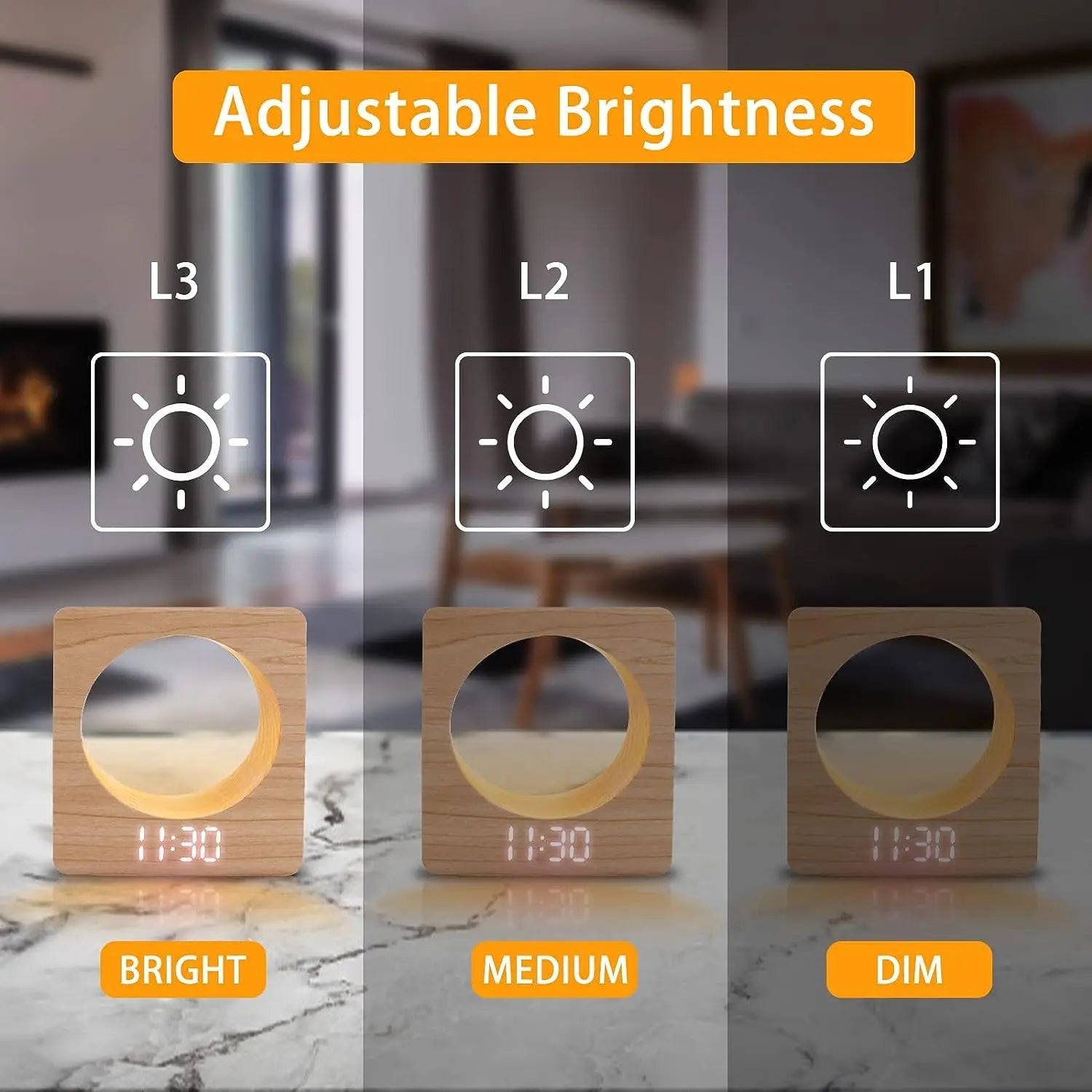 Réveil bois lumineux