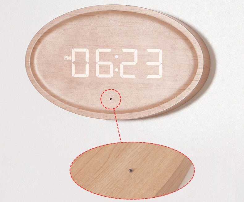 Réveil bois oval digital