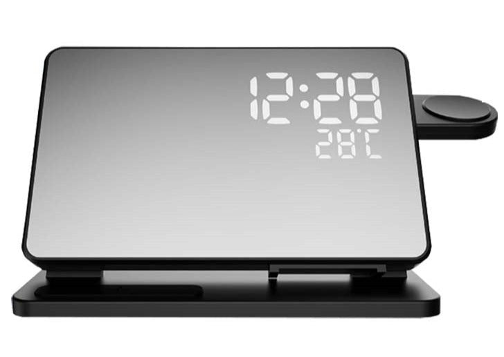 Réveil chargeur téléphone écouteurs montre