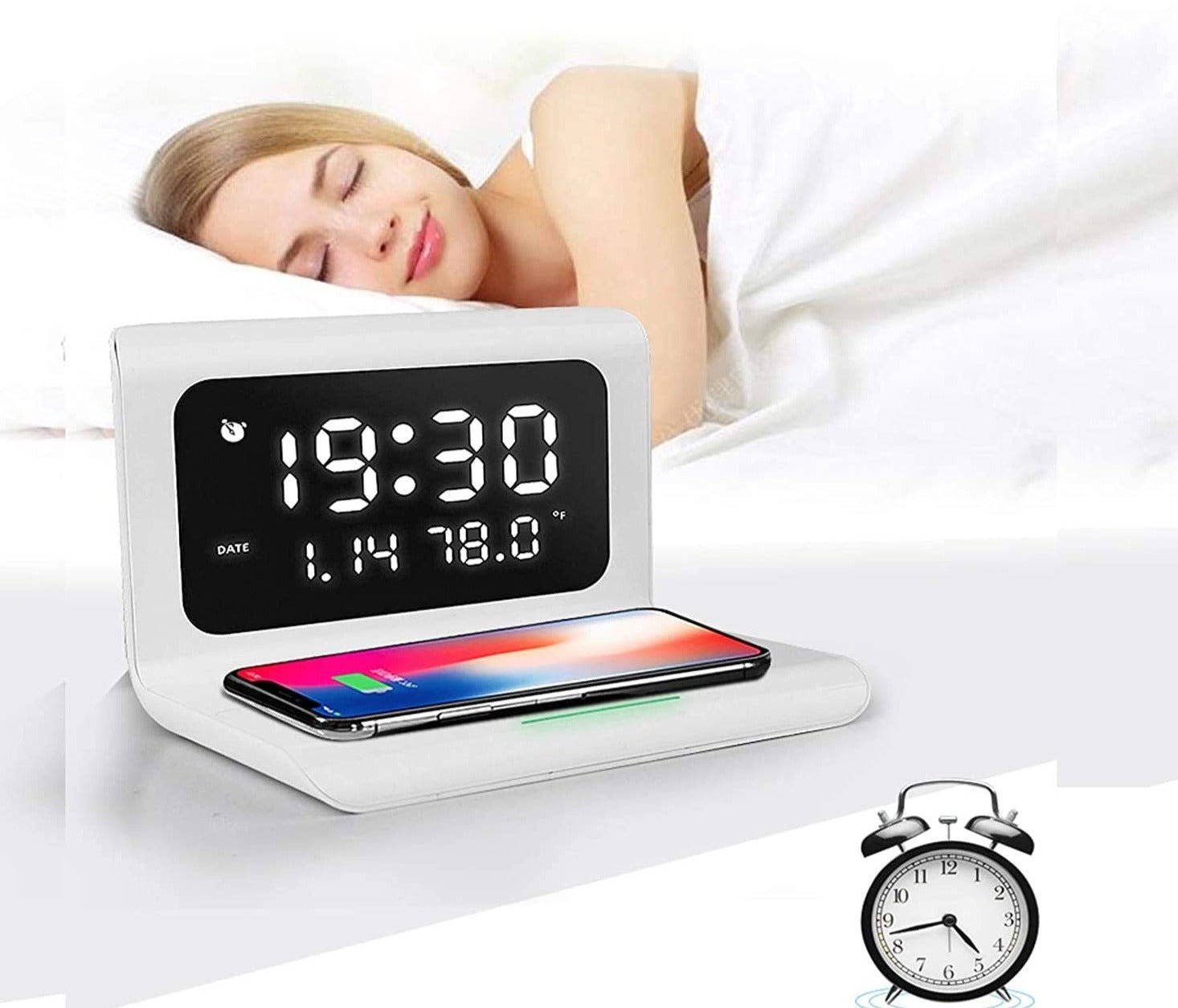 Réveil chargeur téléphone sans fil