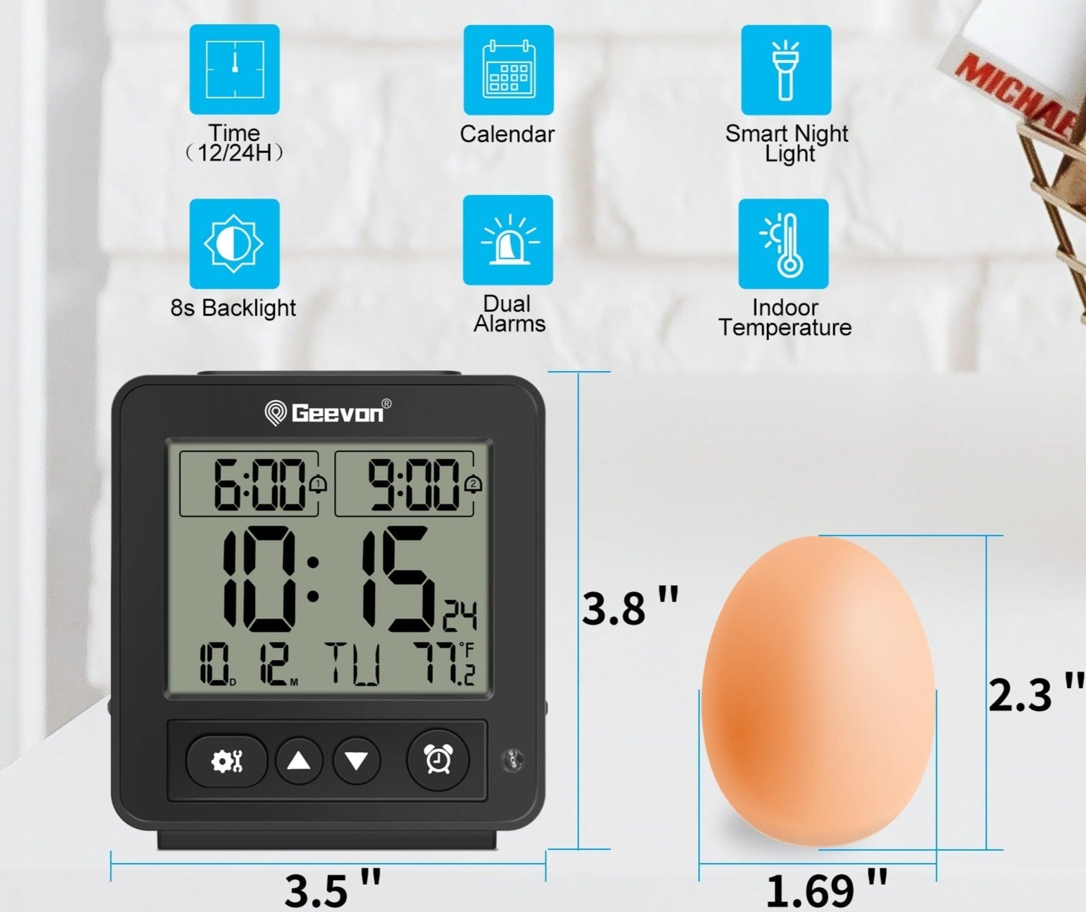 Réveil de voyage portable noir