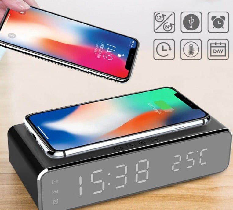 Réveil digital chargeur sans fil intégré - reveille-moi