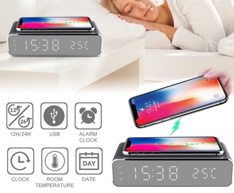 Réveil digital chargeur sans fil intégré - reveille-moi