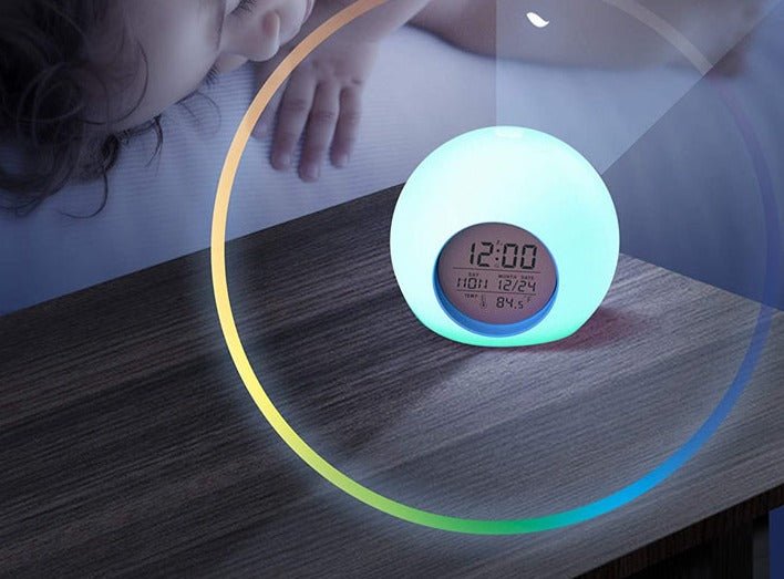Réveil enfant veilleuse 7 couleurs et haut parleur