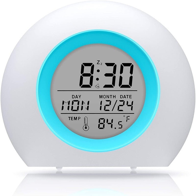 Réveil enfant veilleuse 7 couleurs et haut parleur