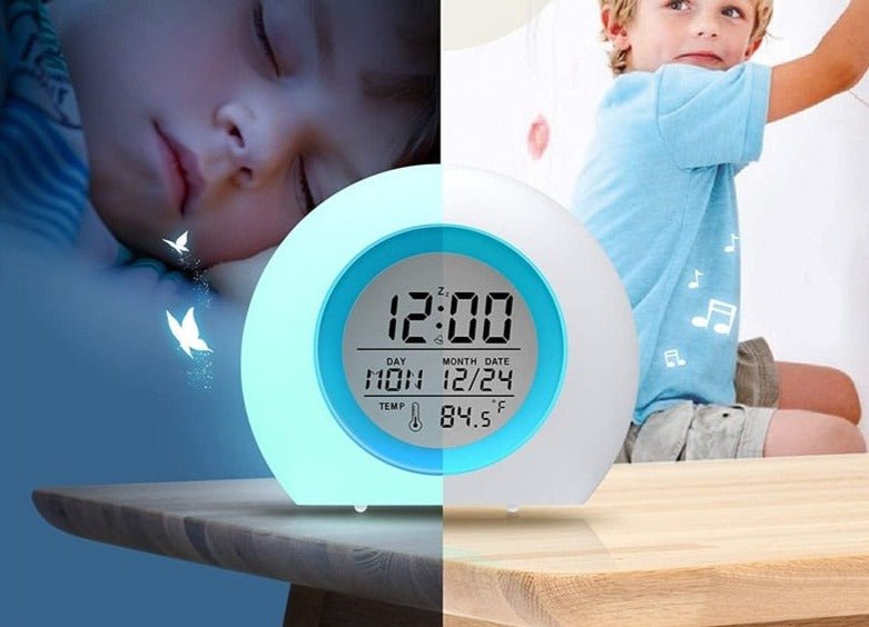 Réveil enfant veilleuse 7 couleurs et haut parleur