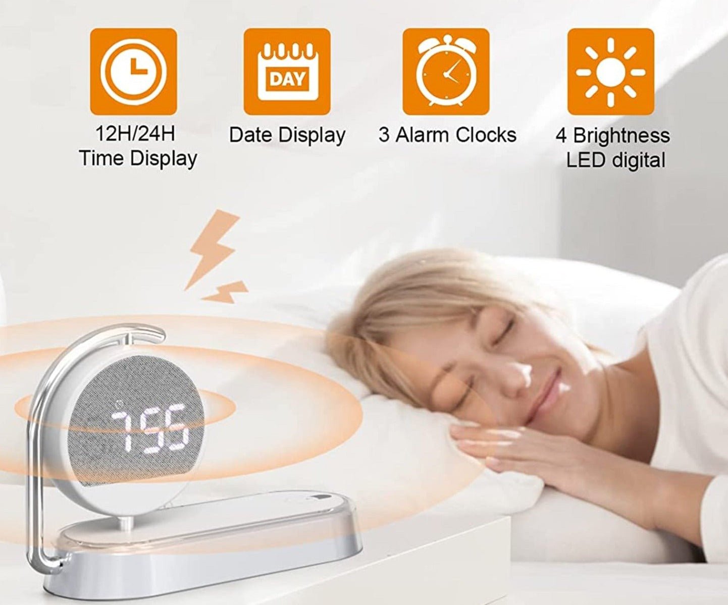 Réveil lumineux chargeur sans fil