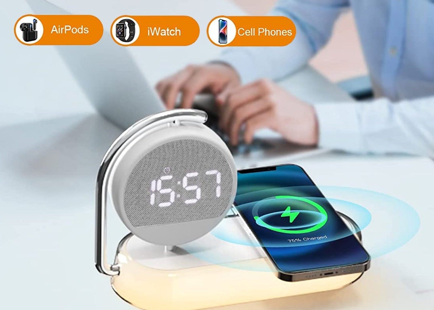 Réveil lumineux chargeur sans fil