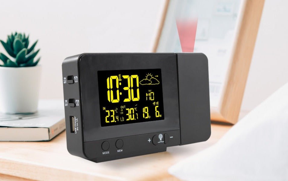 Réveil météo projecteur température et heure
