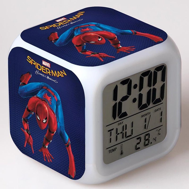 Réveil Spider-Man veilleuse pour chambre d'enfant