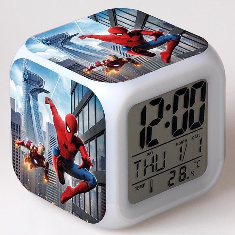 Réveil Spider-Man veilleuse pour chambre d'enfant