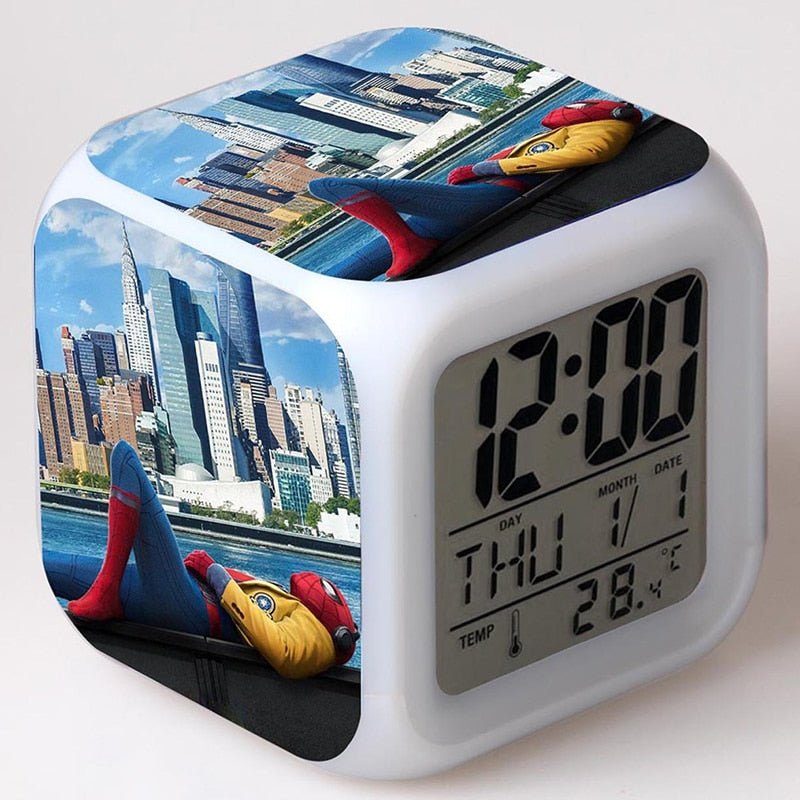 Réveil Spider-Man veilleuse pour chambre d'enfant