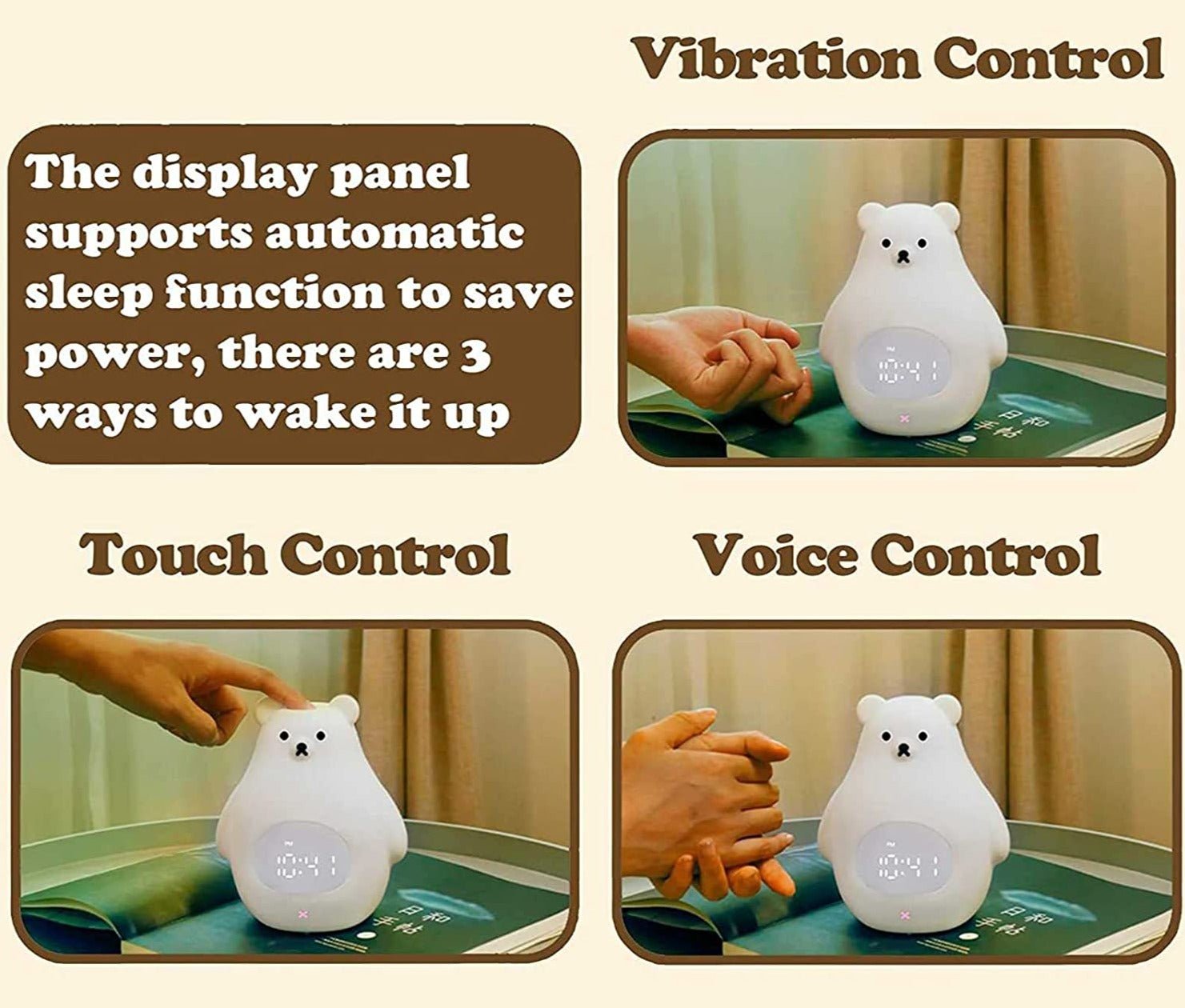 Réveil veilleuse ours 3 niveaux